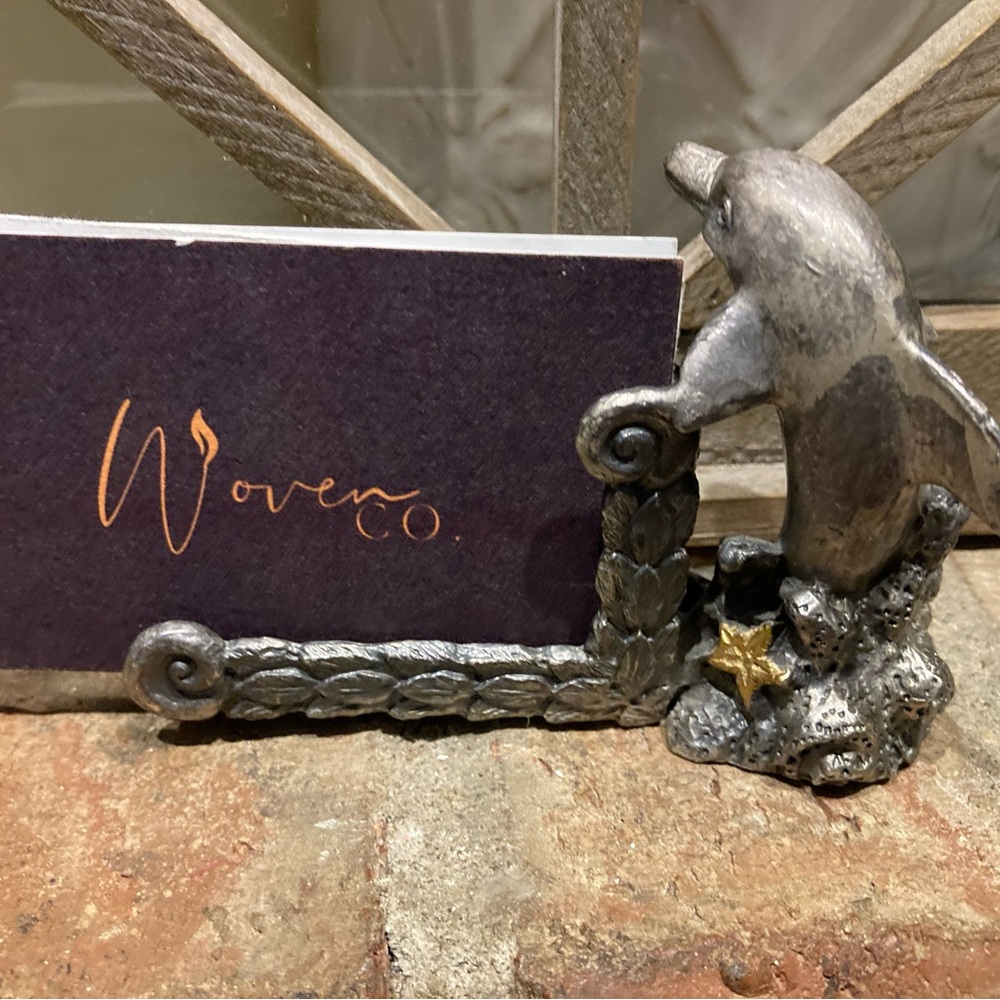 Pewter dolphin business card holder 1994